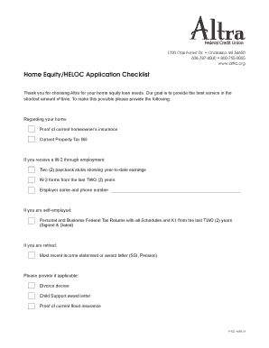 Home Equity Loan Application Checklist