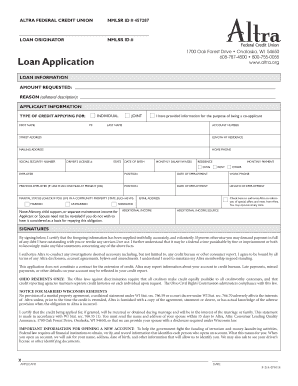 Altra Federal Credit Union Loan Application