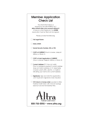 Altra Federal Credit Union Membership Application