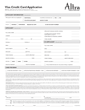 Altra Federal Credit Union Visa Credit Card Application