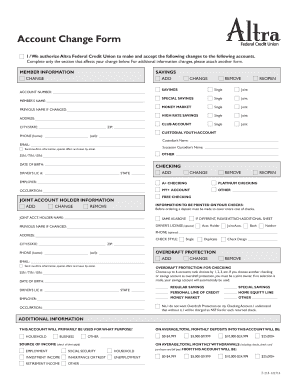 Altra Federal Credit Union Account Change Form