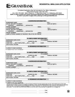Residential Mini-Loan Application
