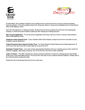 Grand Bank New Account Application