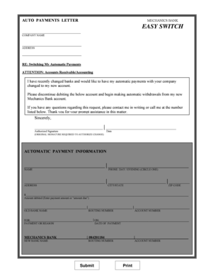 Automatic Payment Change Letter