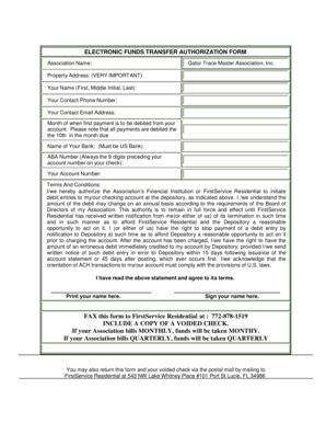 Electronic Funds Transfer Authorization Form