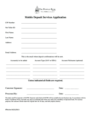 Mobile Deposit Services Application