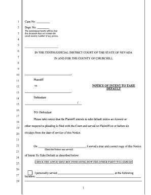 Notice of Intent to Take Default