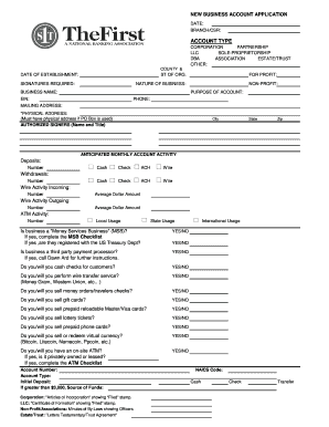 New Business Account Application Form