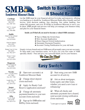 Southwest Missouri Bank New Account Application