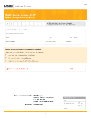 Health Savings Account Name Change Request Form