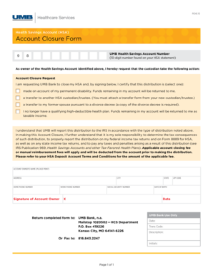 HSA Account Closure Form