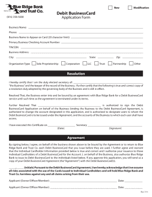 Debit BusinessCard Application Form