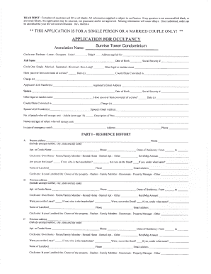 Sunrise Tower Condominium Application for Occupancy