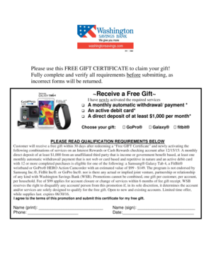 Free Gift Certificate