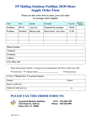 PostBase Meter Supply Order Form