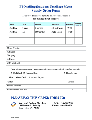 PostBase Meter Supply Order Form