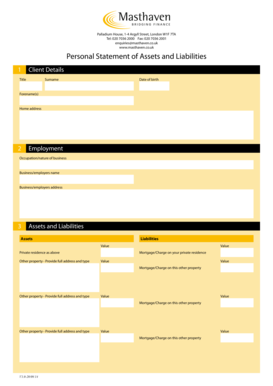 Personal Statement of Assets and Liabilities