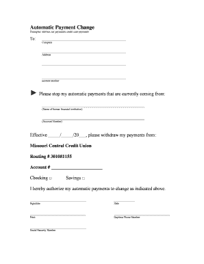 Automatic Payment Change Form