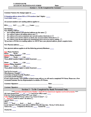 Lawson Bank Account Maintenance Form