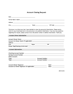 Bank Account Closing Request