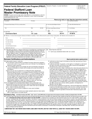 Federal Stafford Loan Master Promissory Note