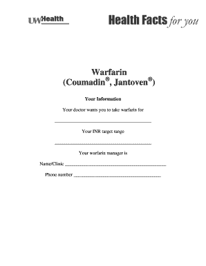 Warfarin Patient Dosing and Monitoring Form