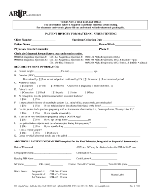 Maternal Serum Testing Request Form