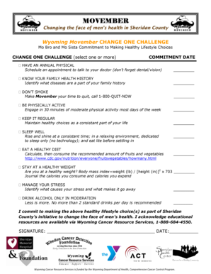 Wyoming Movember Change One Challenge Commitment