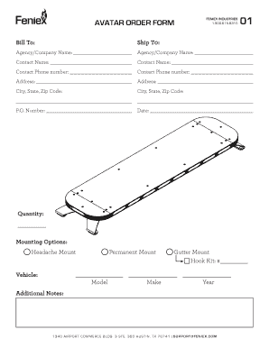 Fenix Industries Avatar Order Form