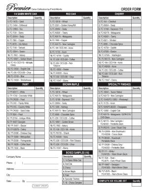 Order Form for Wood Finishes