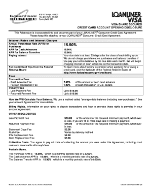 Credit Card Account Opening Disclosure