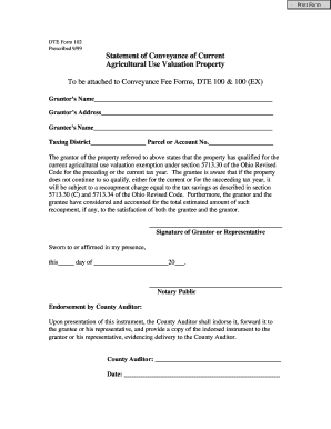 Ohio Agricultural Use Valuation Property Conveyance Form