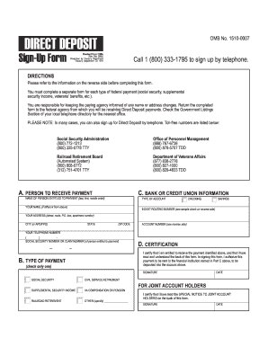 US Federal Direct Deposit Sign-Up Form