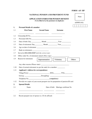 Armed Forces Pension Benefit Application Form