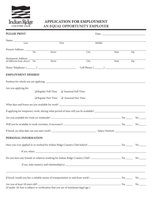 Employment Application Form