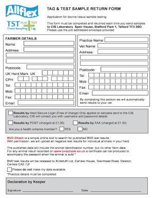 UK Bovine Tissue Sample Testing Application