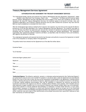 Treasury Management Services Agreement