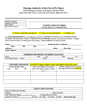 Public Housing Resident Update Form