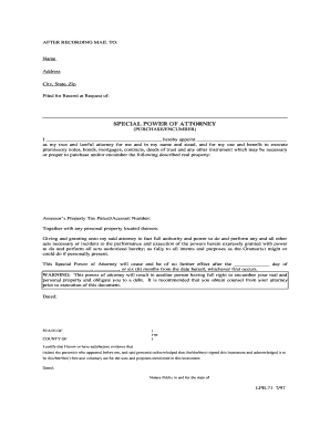 Special Power of Attorney for Real Estate Purchase