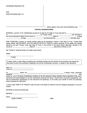 Partial Reconveyance Deed