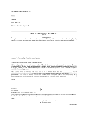 Special Power of Attorney for Sale