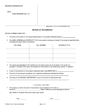 California Notice of Completion