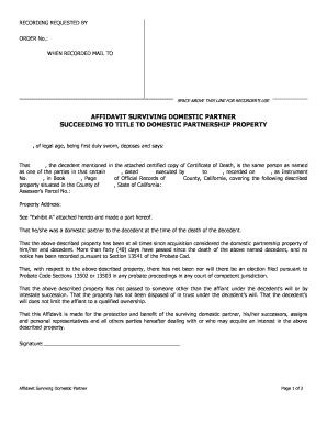 Affidavit Surviving Domestic Partner