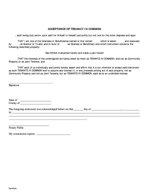 Acceptance of Tenancy in Common