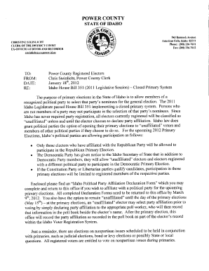 Idaho Political Party Affiliation Declaration Form