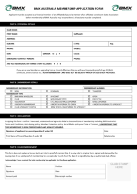 BMX Australia Membership Application Form
