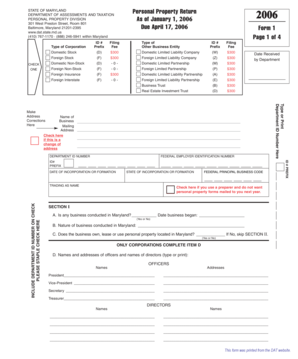 Maryland Personal Property Return Form