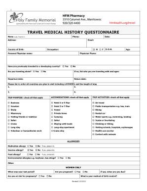 Travel Medical History Questionnaire