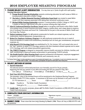 2016 Employee Sharing Program Form