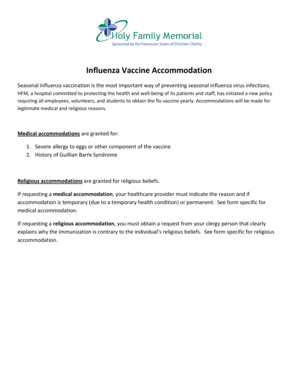 Influenza Vaccine Accommodation Form